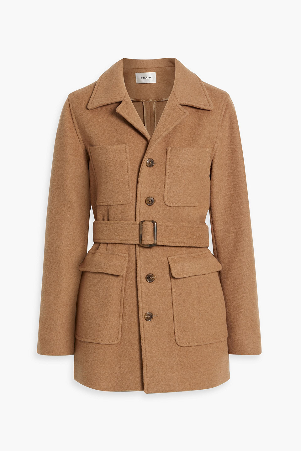 Frame Melton Safari Jacket In Camel