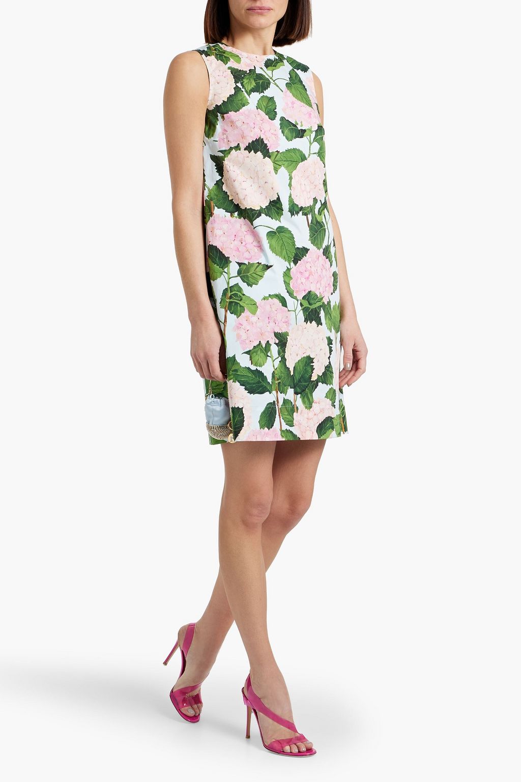 OSCAR DE LA RENTA Floral-print cotton-blend poplin mini dress
