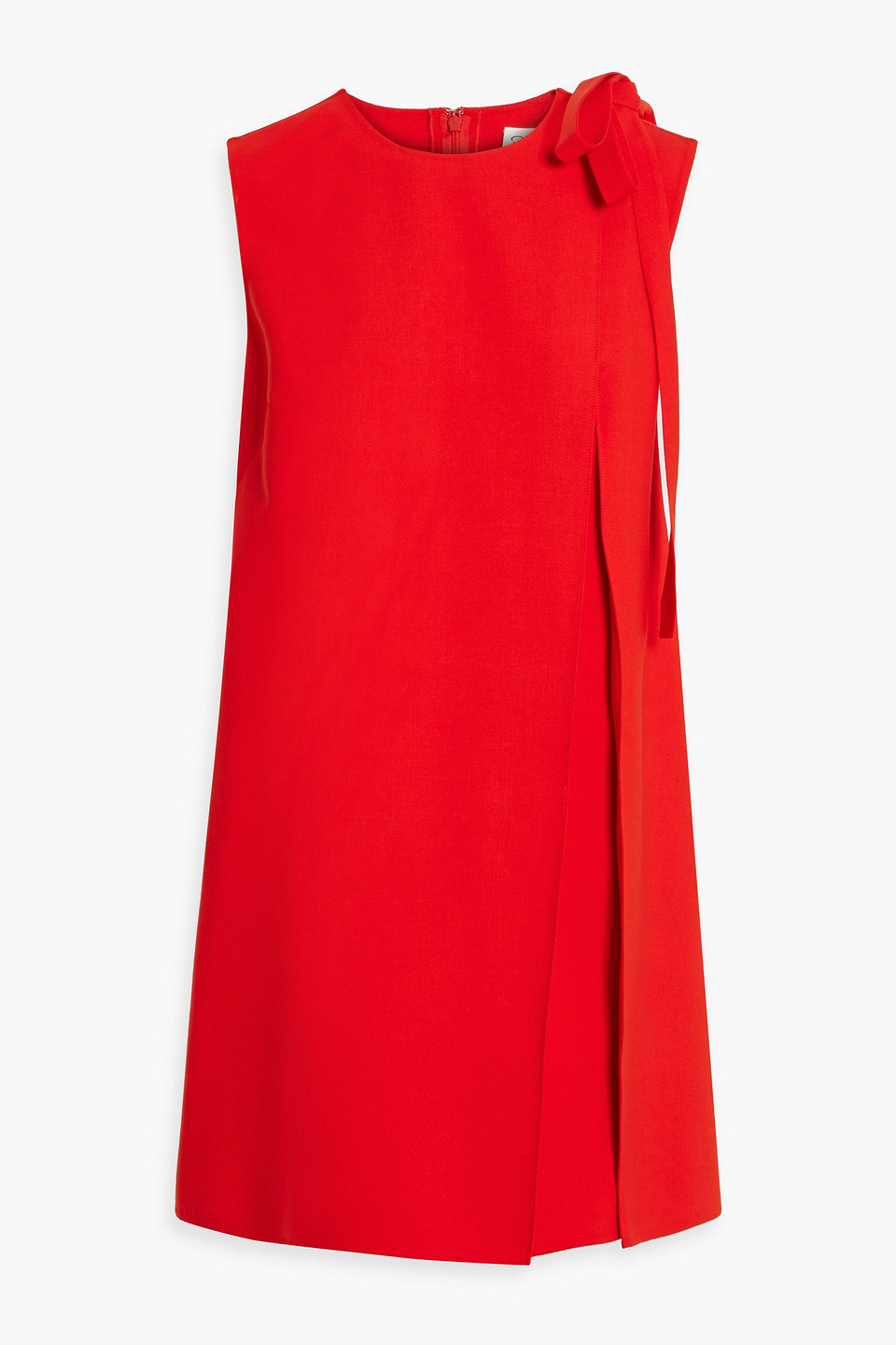Oscar De La Renta Bow-detailed Wool-blend Crepe Mini Dress In Tomatenrot