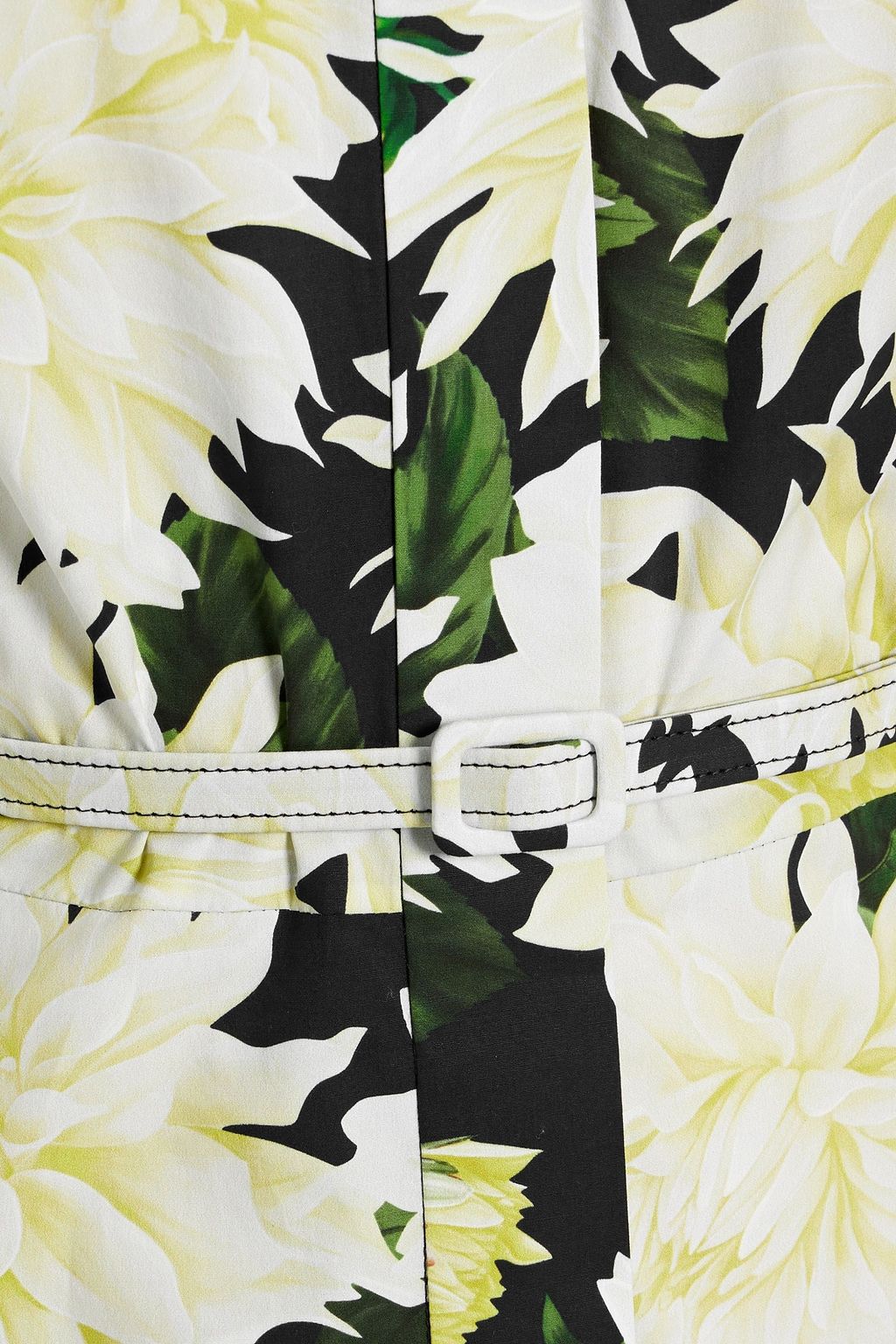 OSCAR DE LA RENTA Belted floral-print cotton-blend poplin midi dress