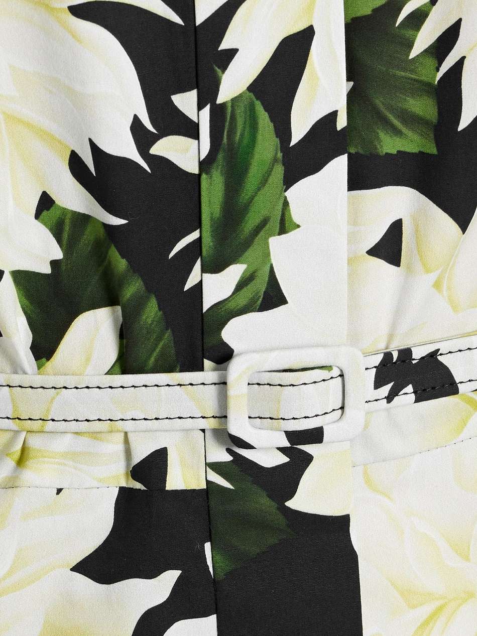 belted floral-print cotton-blend poplin midi dress