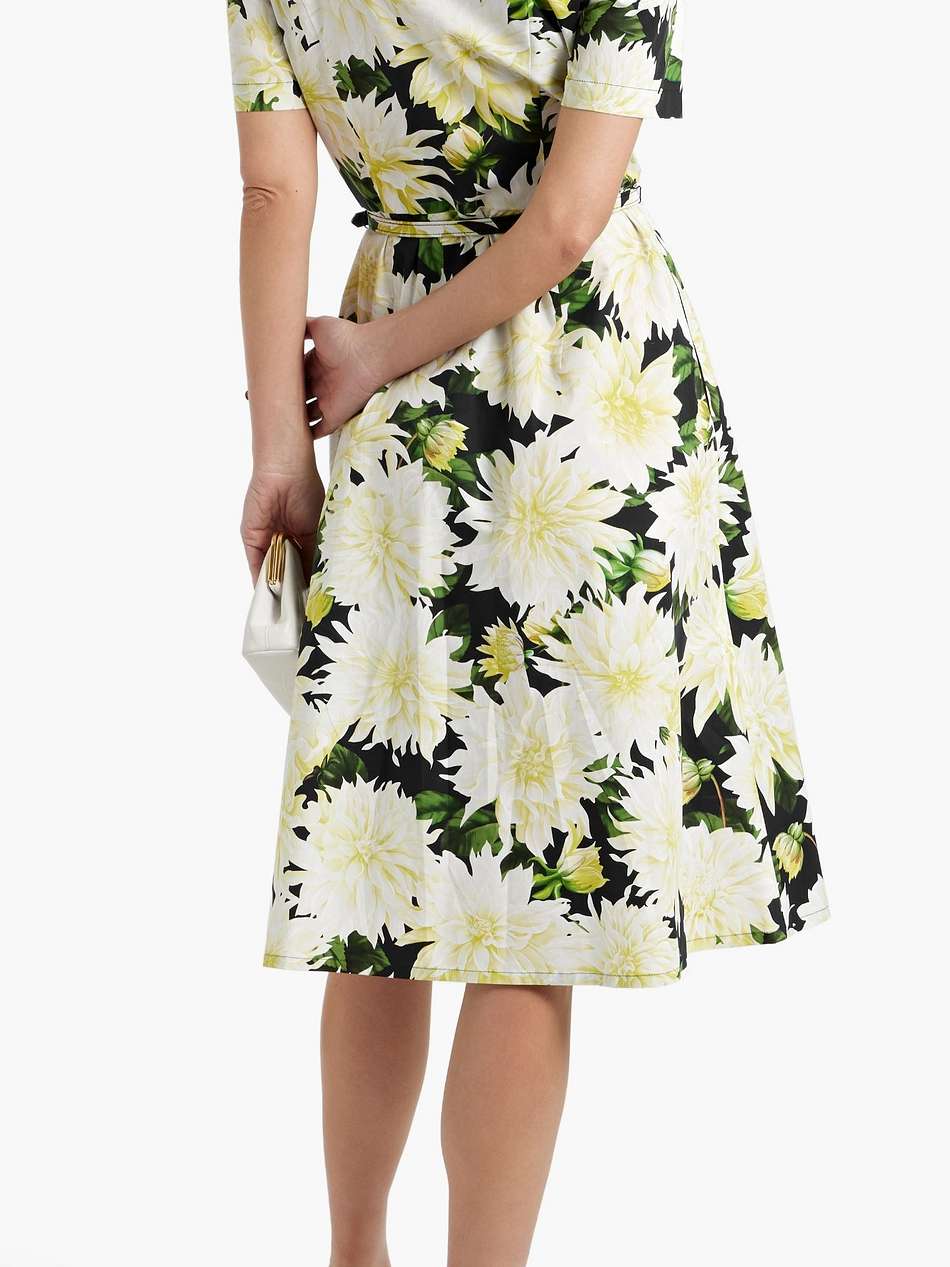 belted floral-print cotton-blend poplin midi dress