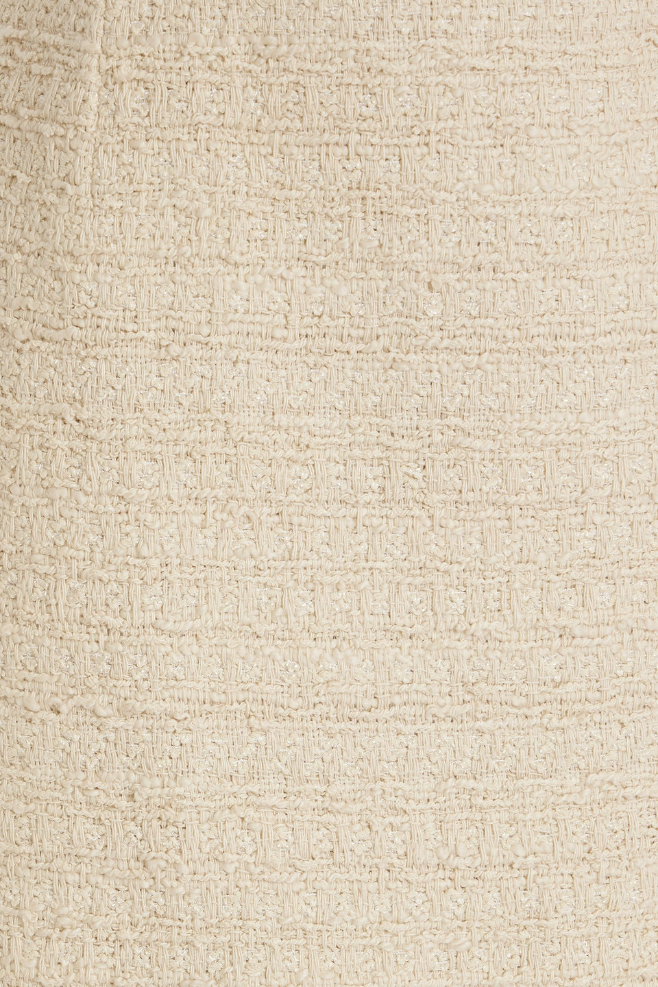 Shop Oscar De La Renta Frayed Wool-blend Bouclé-tweed Skirt In Beige