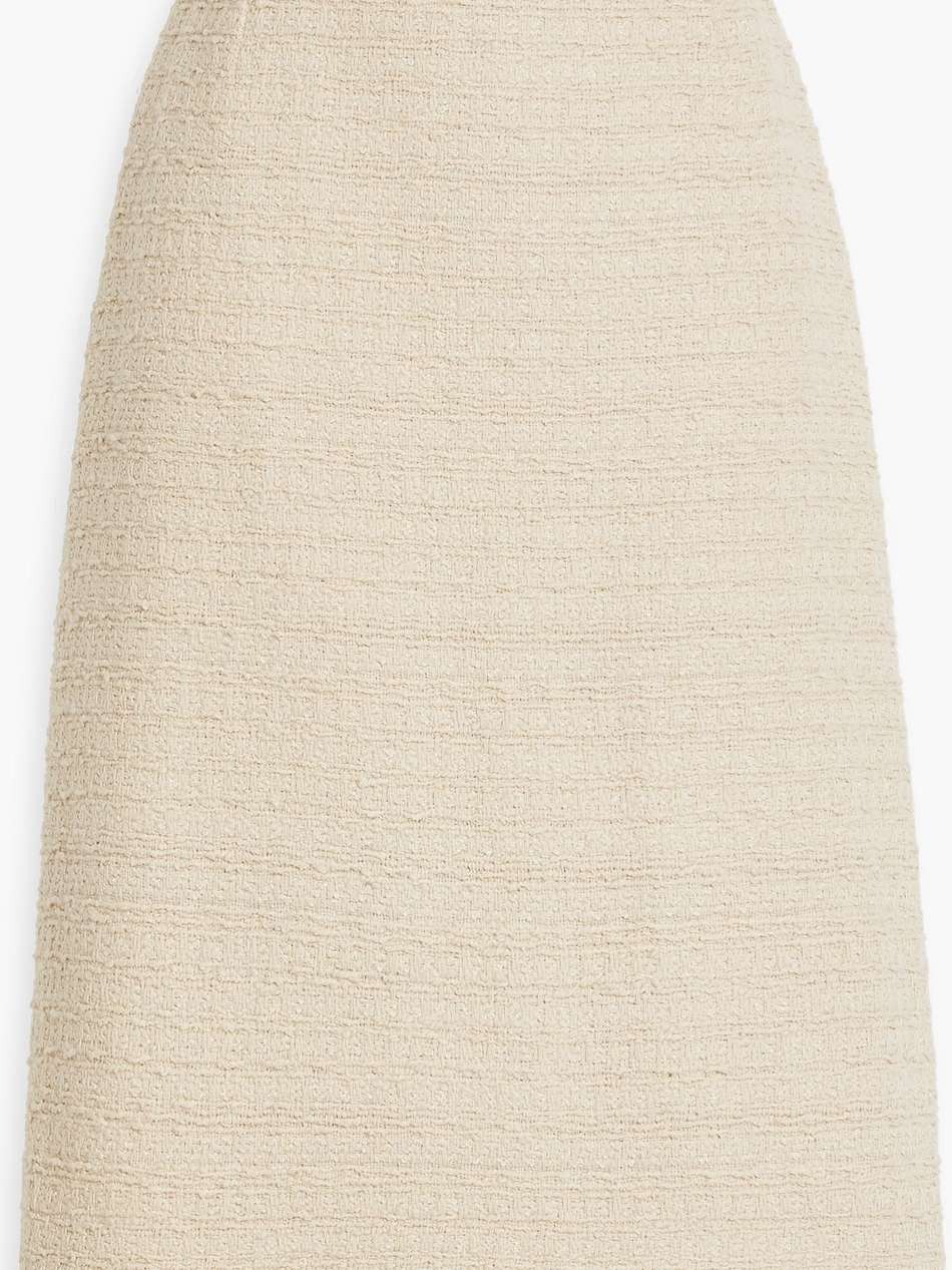 frayed wool-blend bouclé-tweed skirt