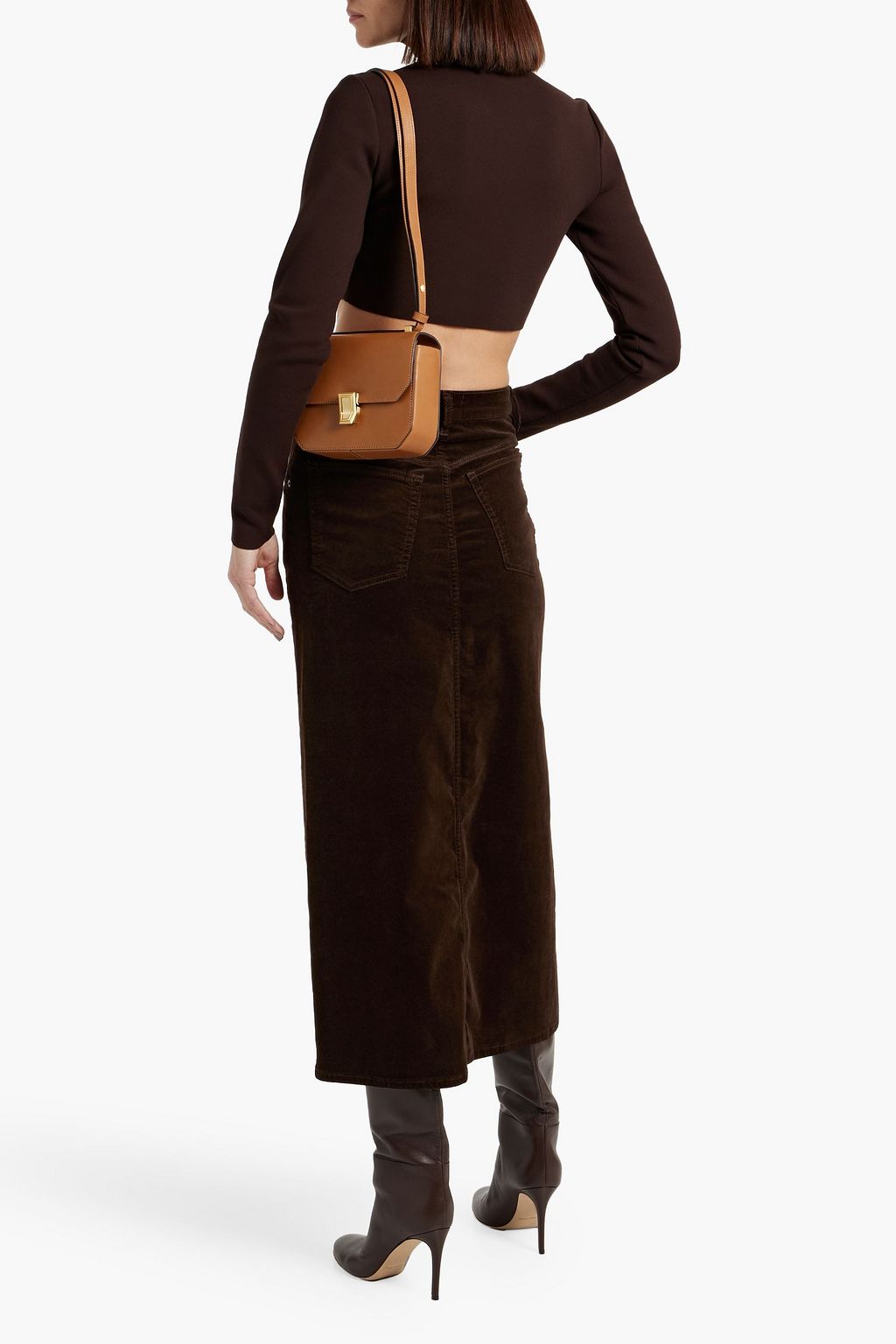 FRAME Cotton-blend corduroy midi skirt