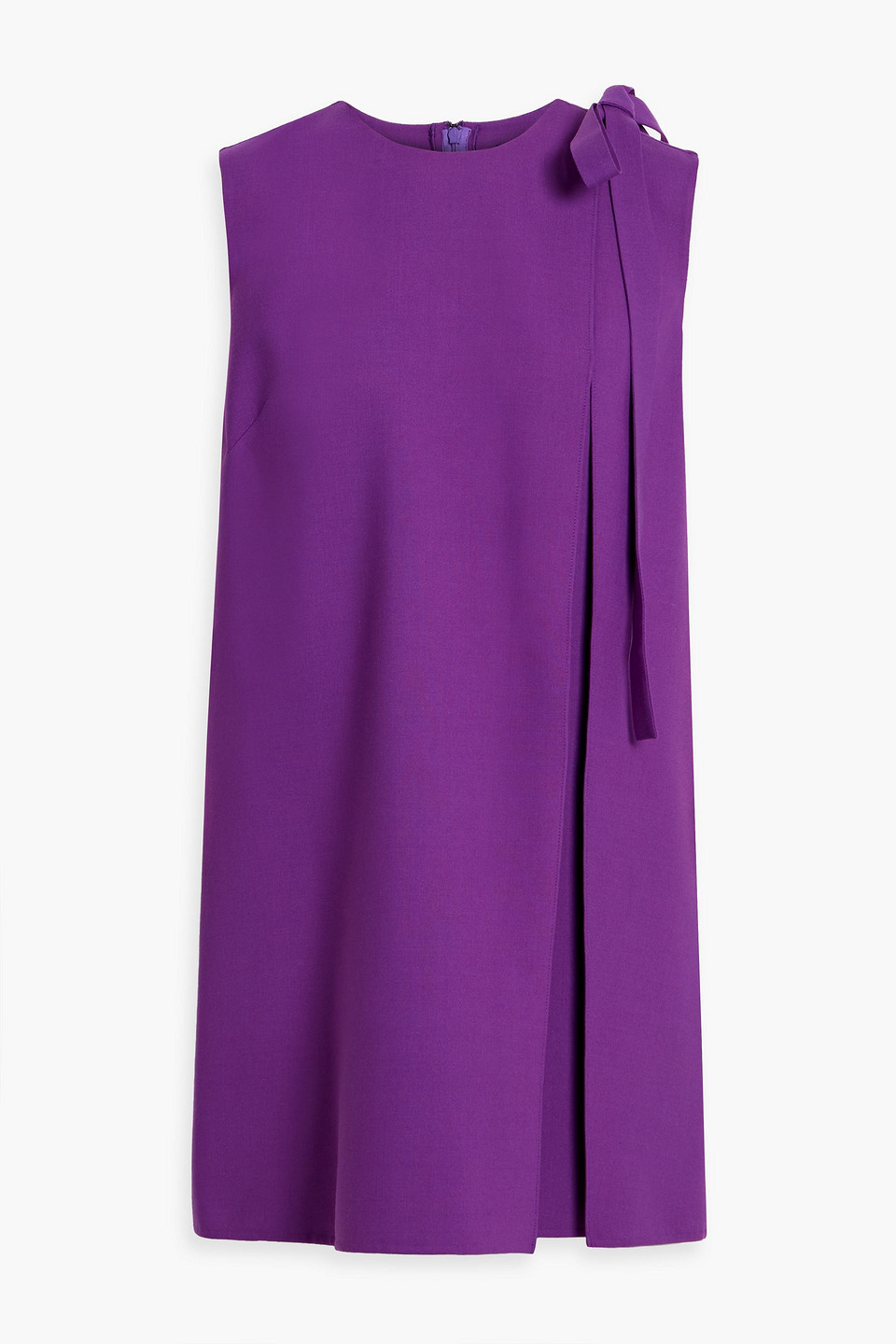 Oscar De La Renta Bow-detailed Wool-blend Crepe Mini Dress In Lila