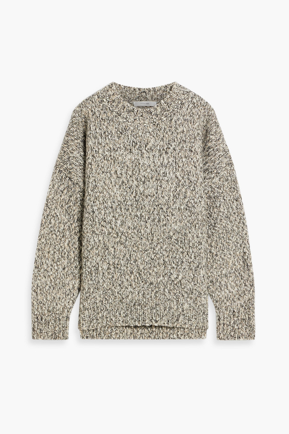 Frame Marled Wool-blend Sweater In Black