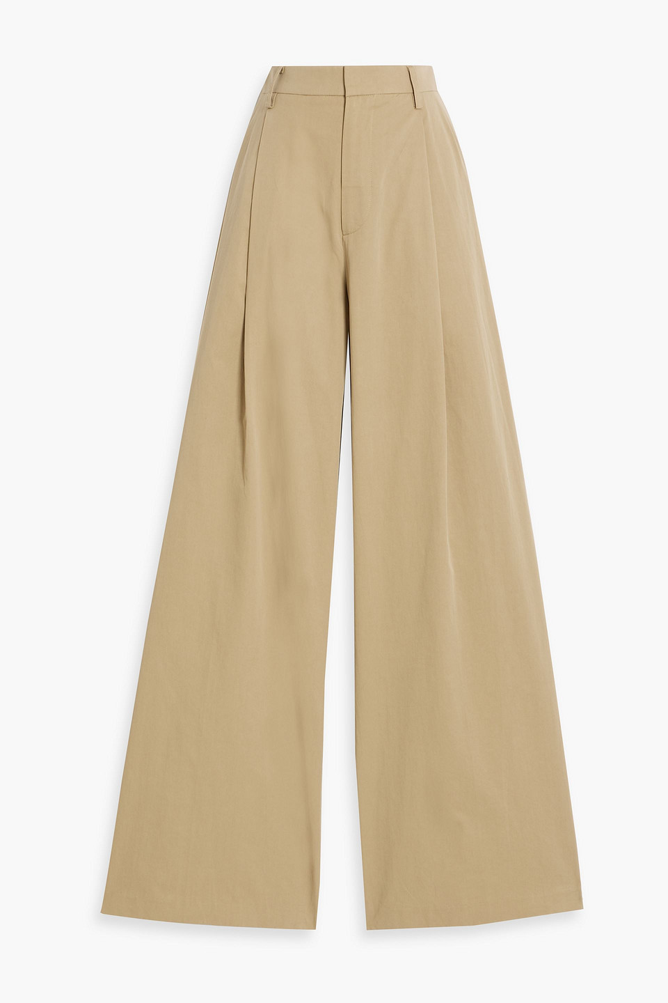 Frame Cotton-twill Wide-leg Pants In Army Green