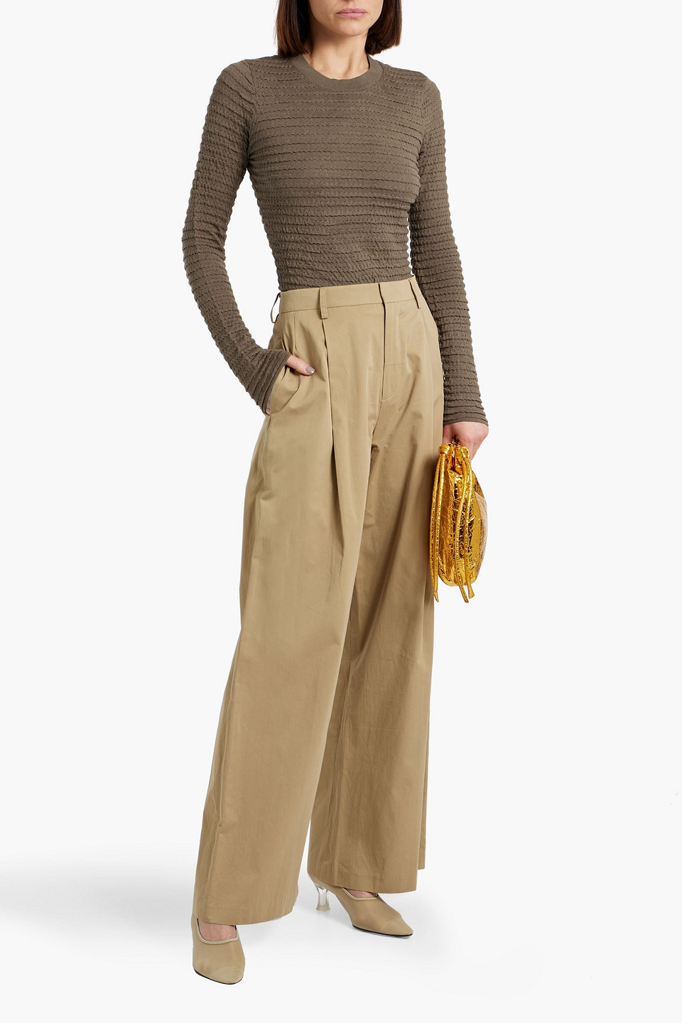 FRAME SHIRRED SILK-BLEND SWEATER