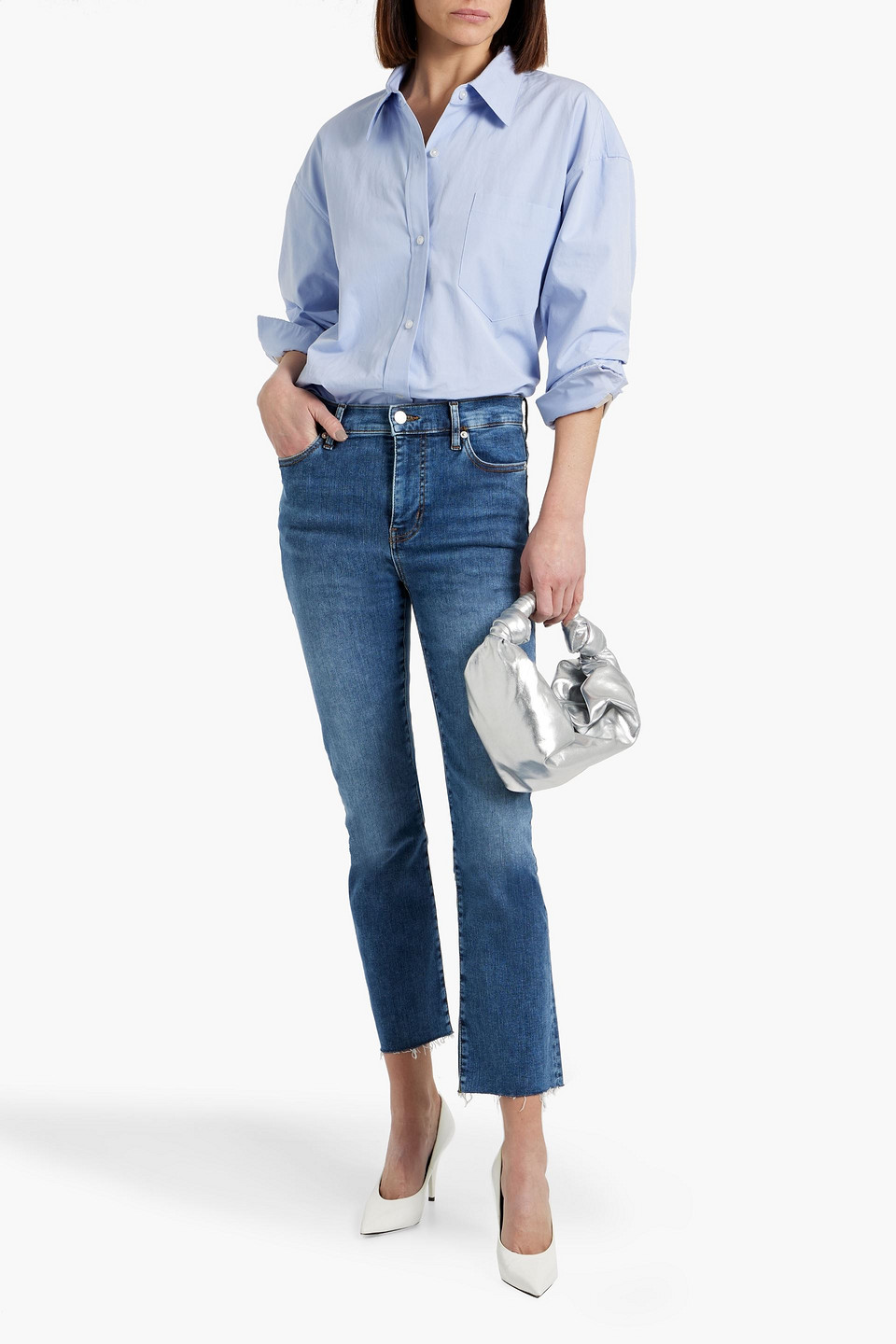 Frame Le High Straight Cropped High-rise Straight-leg Jeans In Light Denim
