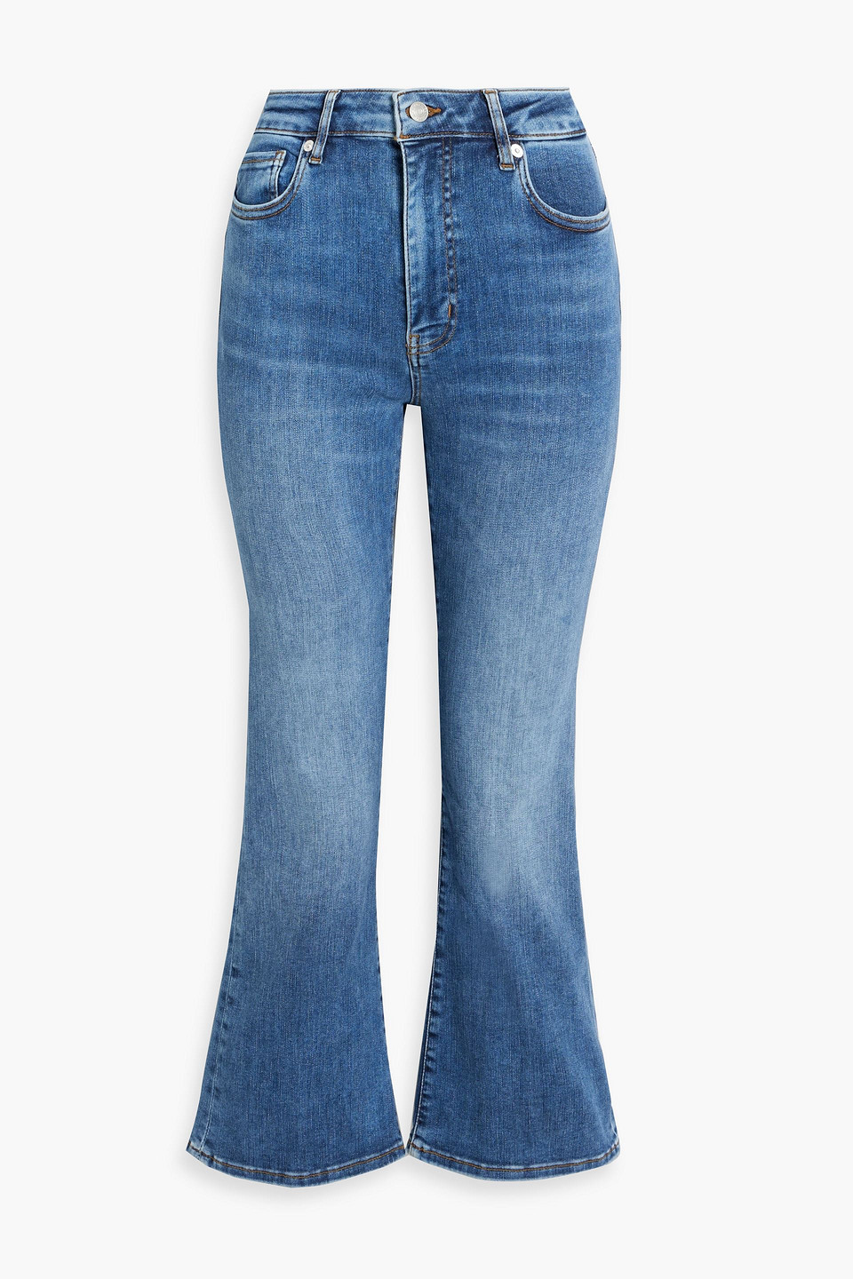 Frame Le Crop Mini Boot Cropped High-rise Bootcut Jeans In Mid Denim