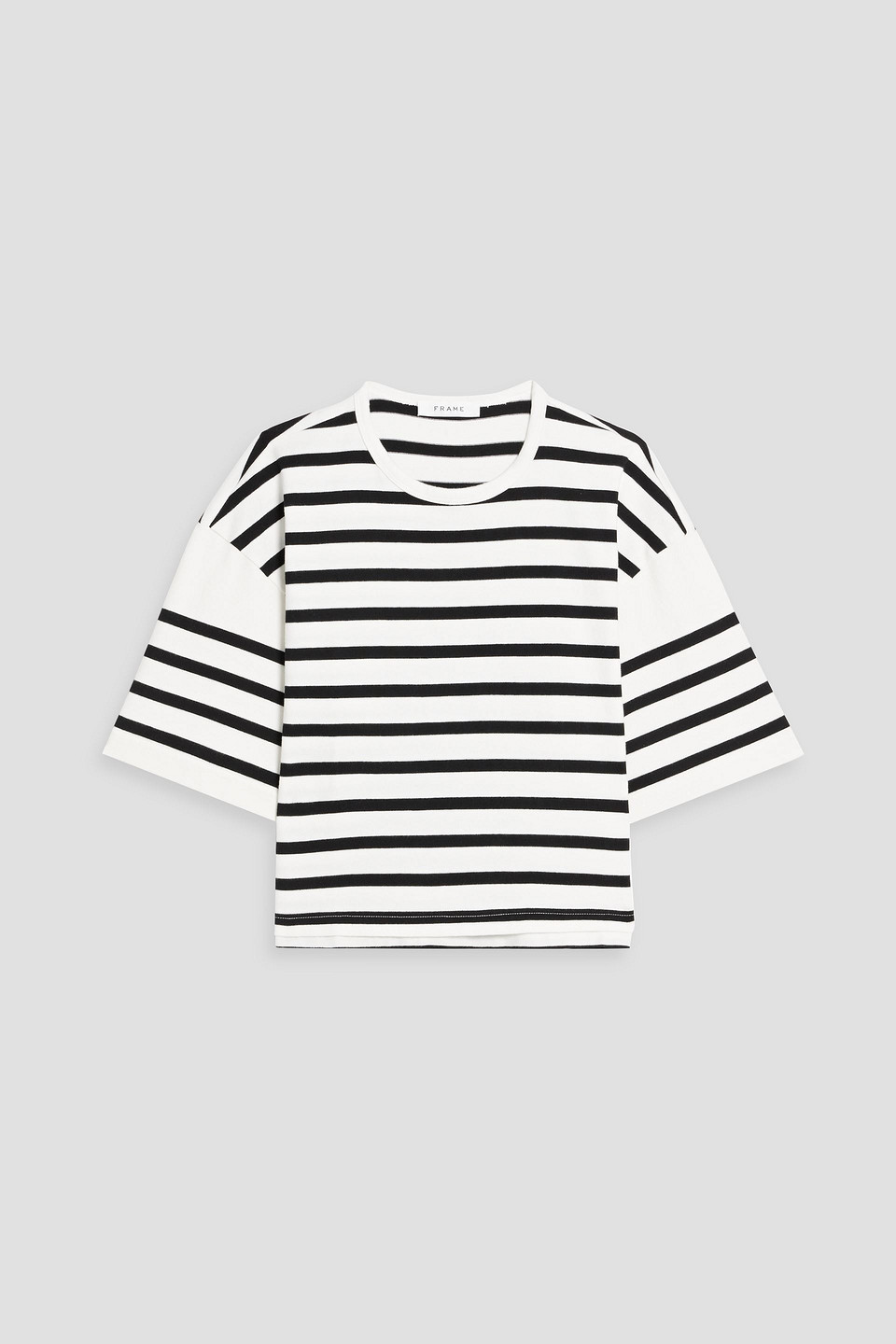 Frame Striped Cotton-jersey T-shirt In White