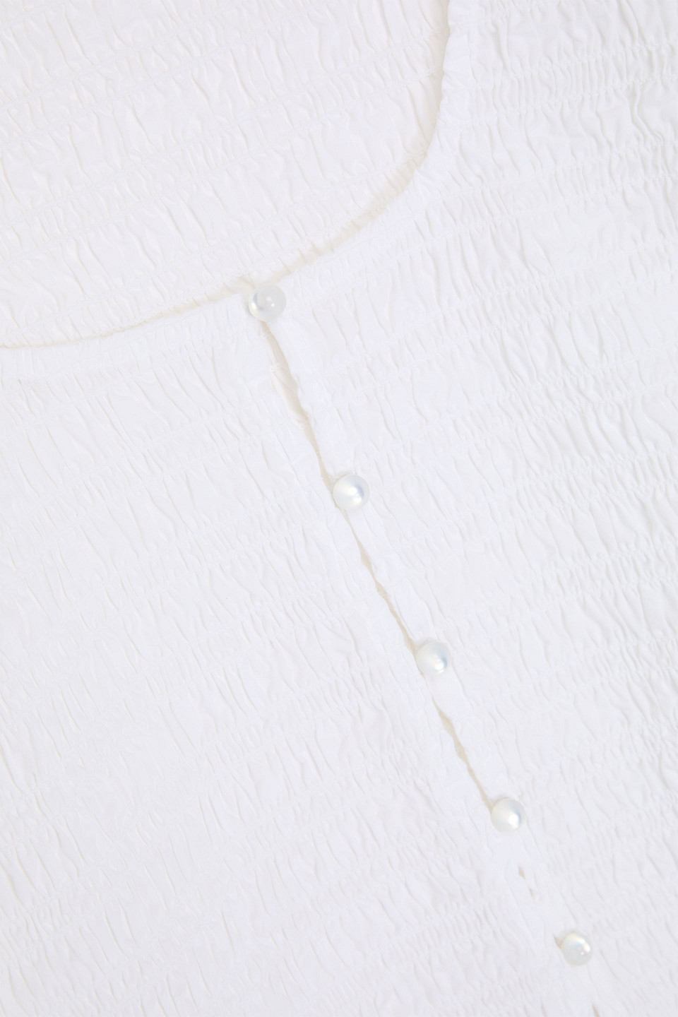 Ganni Smocked Cotton-poplin Cropped Blouse In White