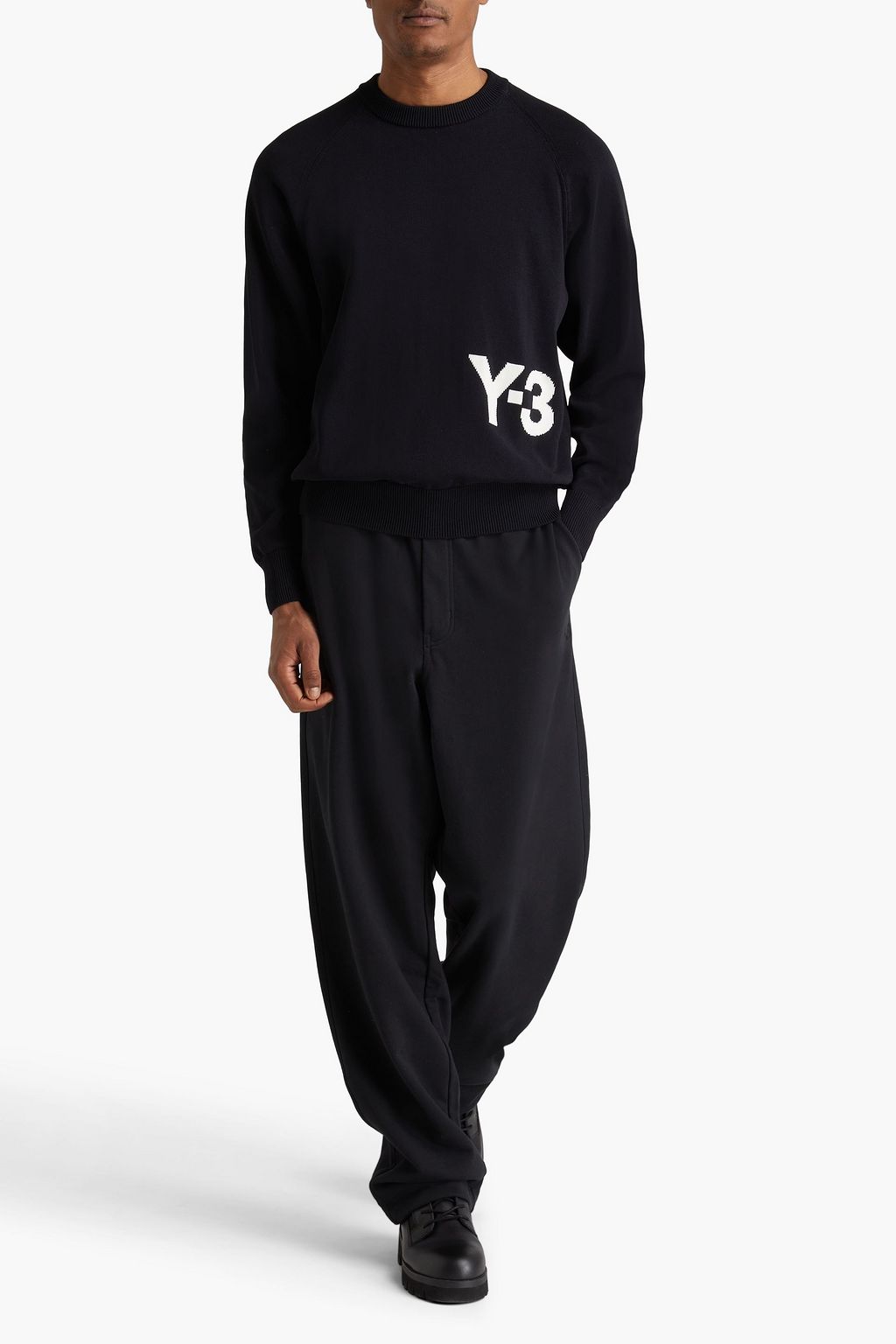 Y-3 Intarsia cotton-blend sweater