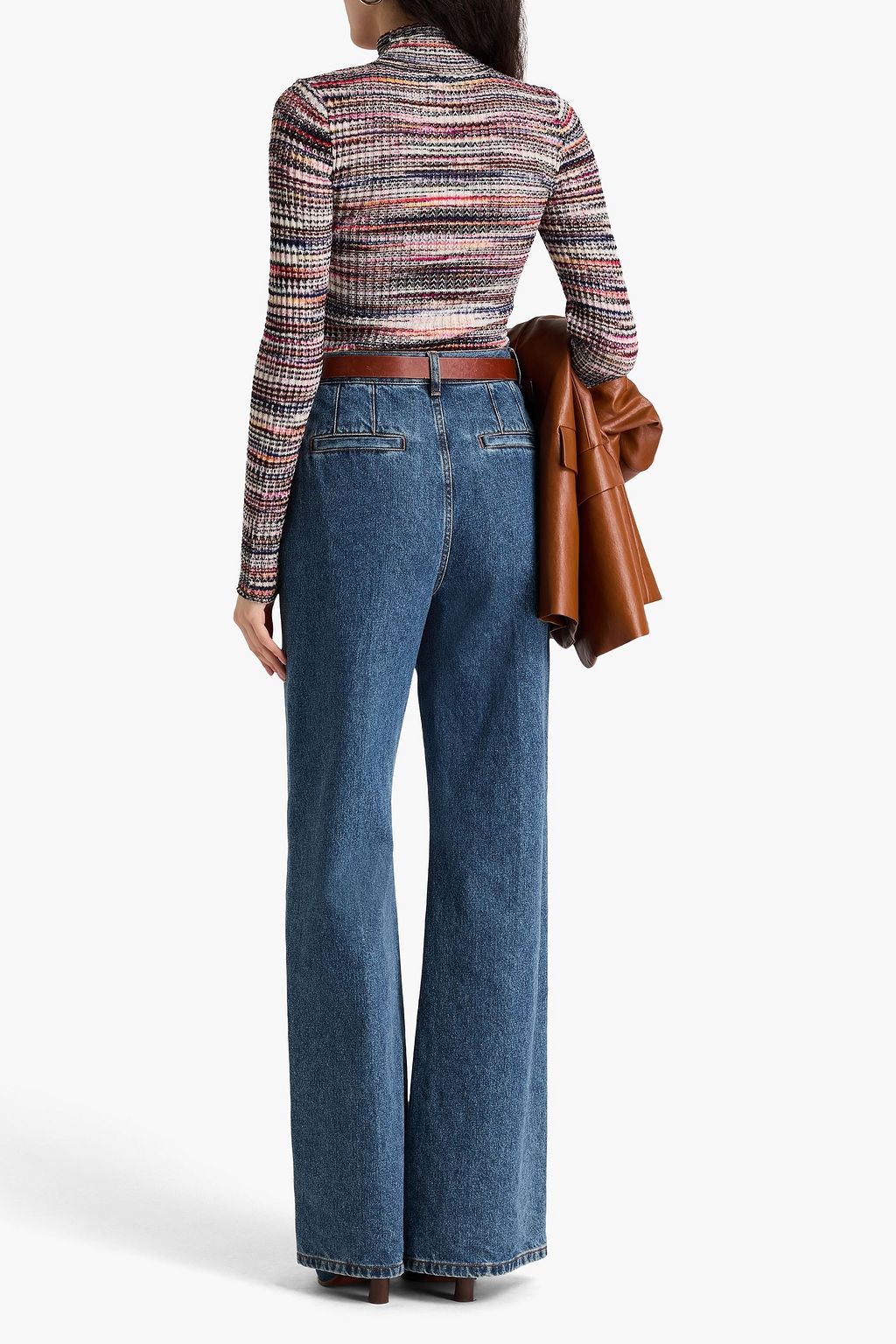 MISSONI كنزة رياضية بياقة عالية من نسيج بحبكة مضلّعة بألوان متداخلة