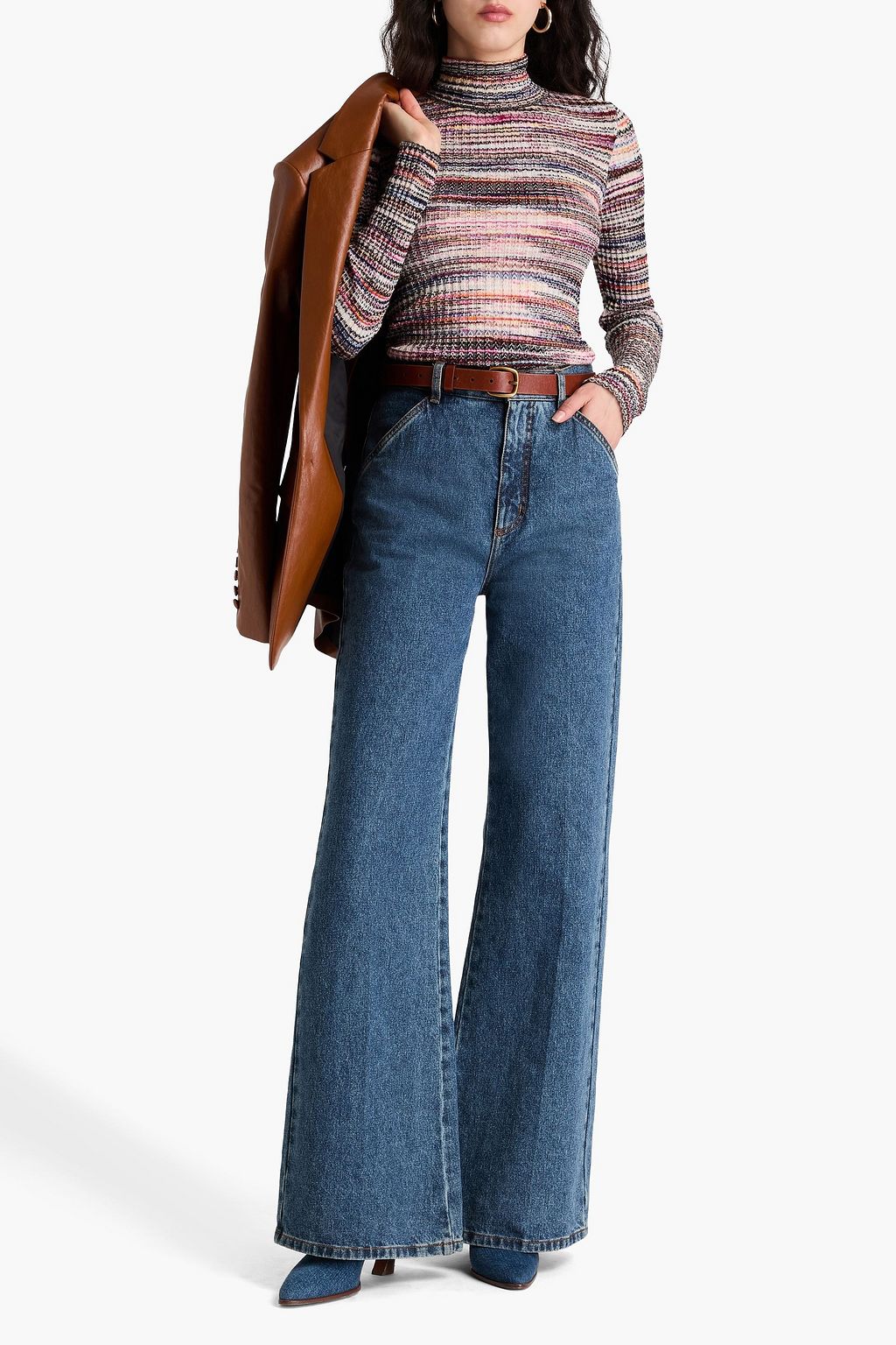 MISSONI كنزة رياضية بياقة عالية من نسيج بحبكة مضلّعة بألوان متداخلة