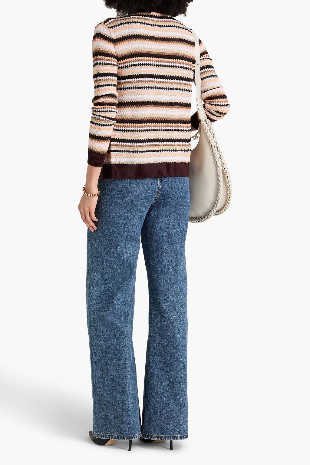 MISSONI Striped crochet-knit cotton-blend cardigan