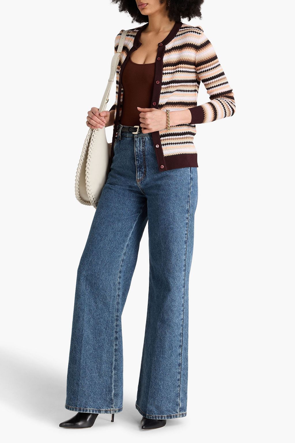 MISSONI Striped crochet-knit cotton-blend cardigan