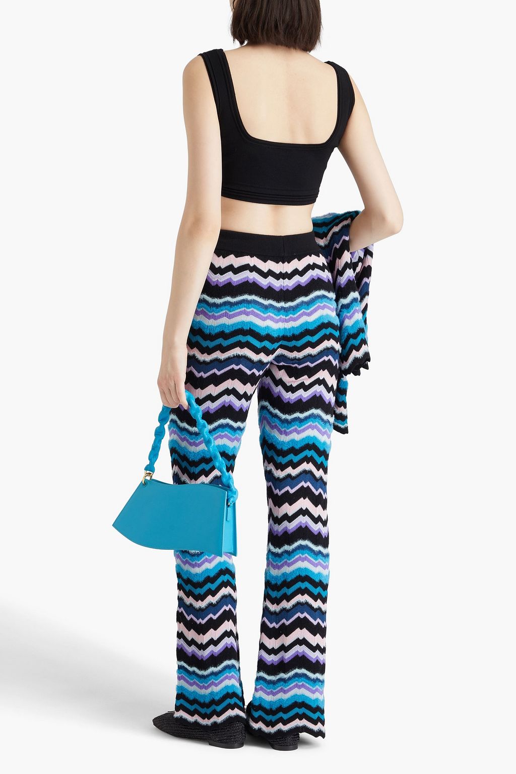 MISSONI بنطلون بقصة واسعة من الأسفل من نسيج محبوك