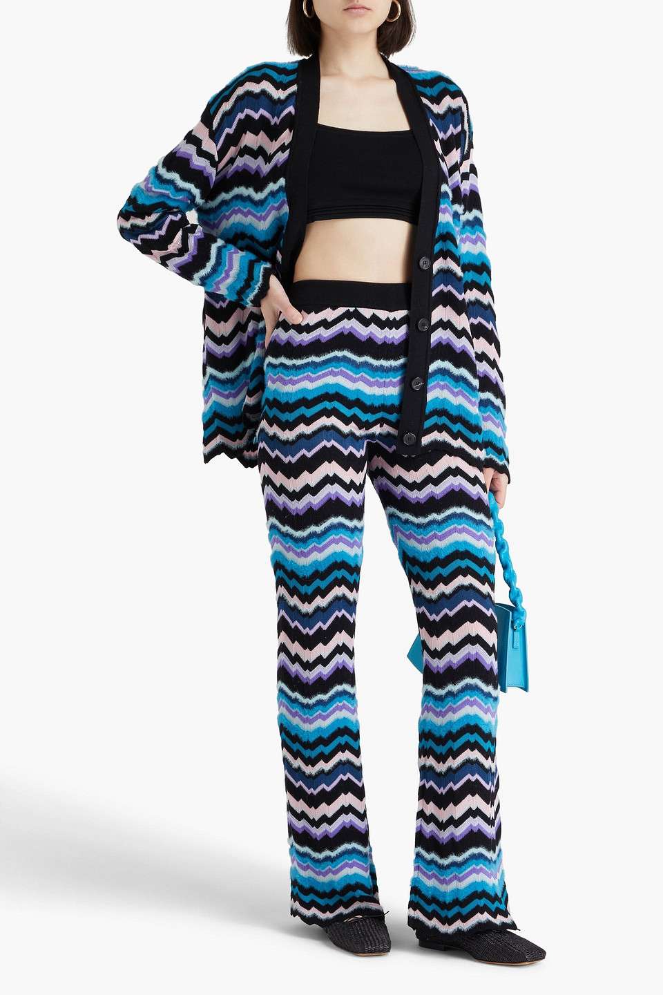 Missoni Knitted Flared Pants In Turquoise