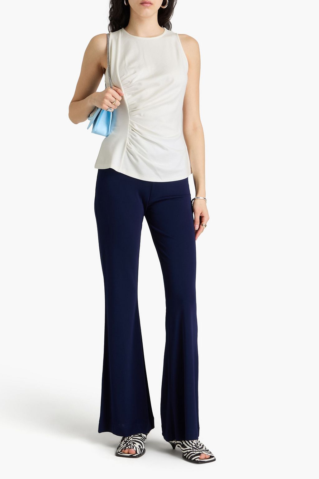 DIANE VON FURSTENBERG ジャージー トップス ルーシュ入り