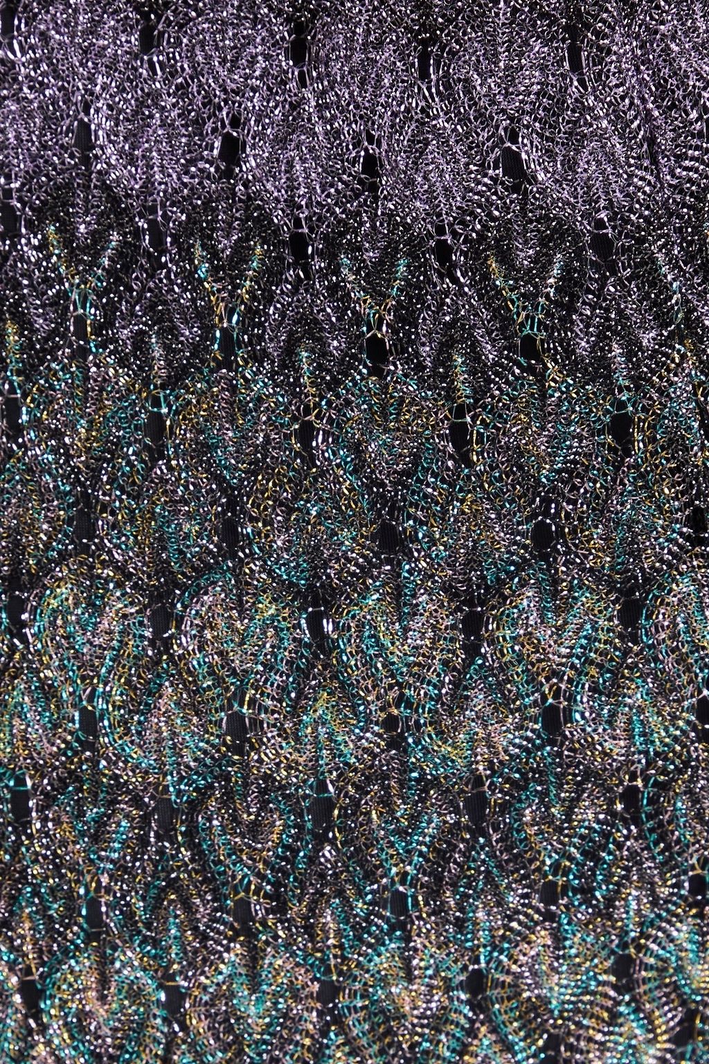 MISSONI بنطال برجلين واسعتين من نسيج بحبكة كروشيه بلون معدني