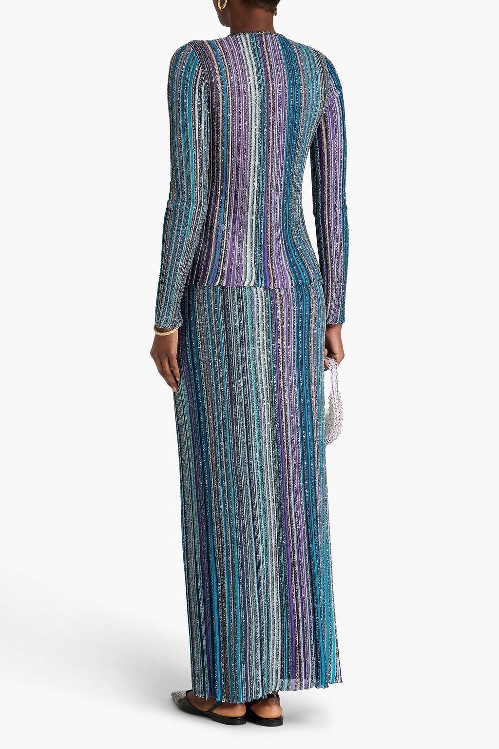 MISSONI Sequin-embellished striped ribbed-knit sweater