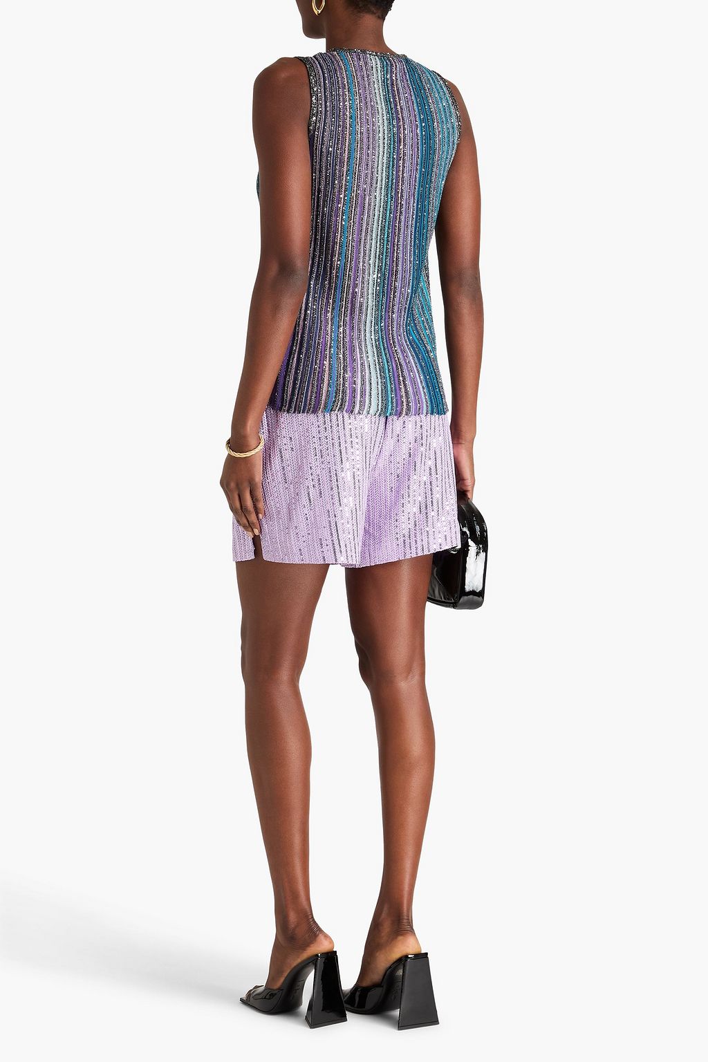 MISSONI Gestreiftes Tanktop aus Rippstrick mit Verzierung und Metallic-Effekt