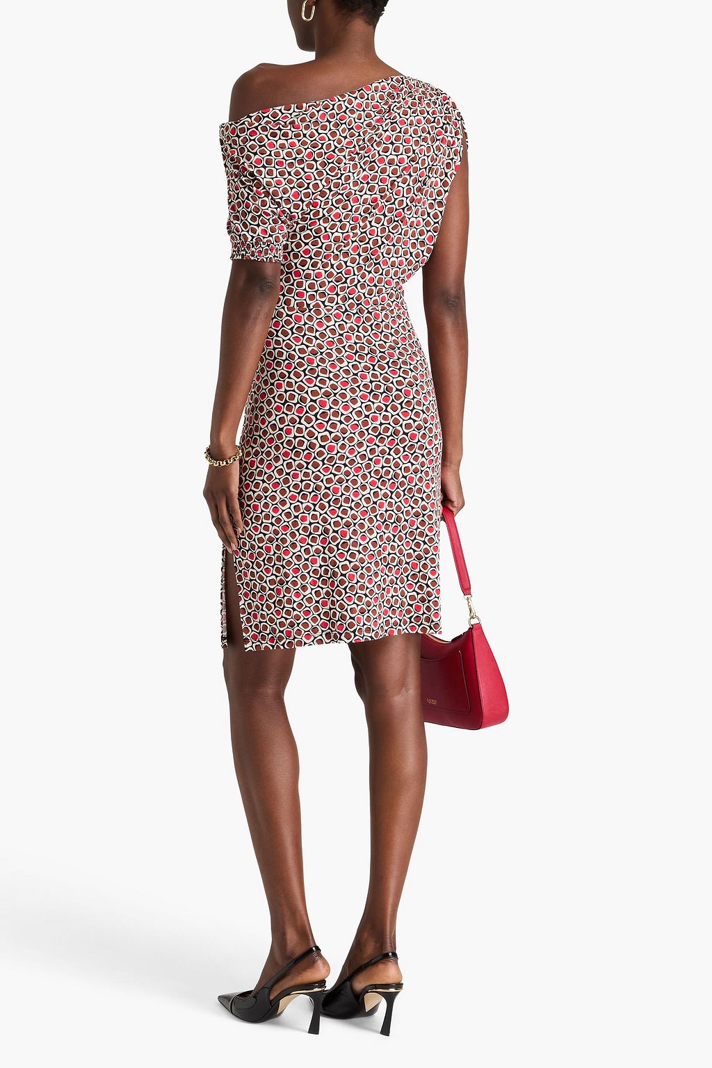 DIANE VON FURSTENBERG Mel Kleid aus Stretch-Jersey mit asymmetrischer Schulterpartie und Print