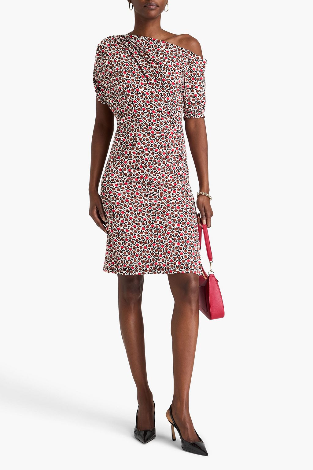 DIANE VON FURSTENBERG Mel Kleid aus Stretch-Jersey mit asymmetrischer Schulterpartie und Print