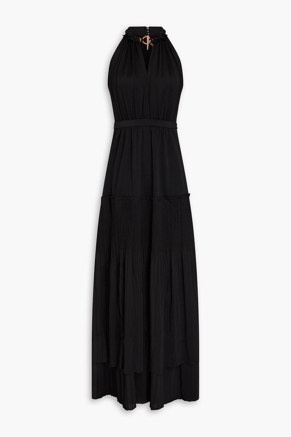 Hugo embellished plissé-crepe and stretch-jersey maxi dress