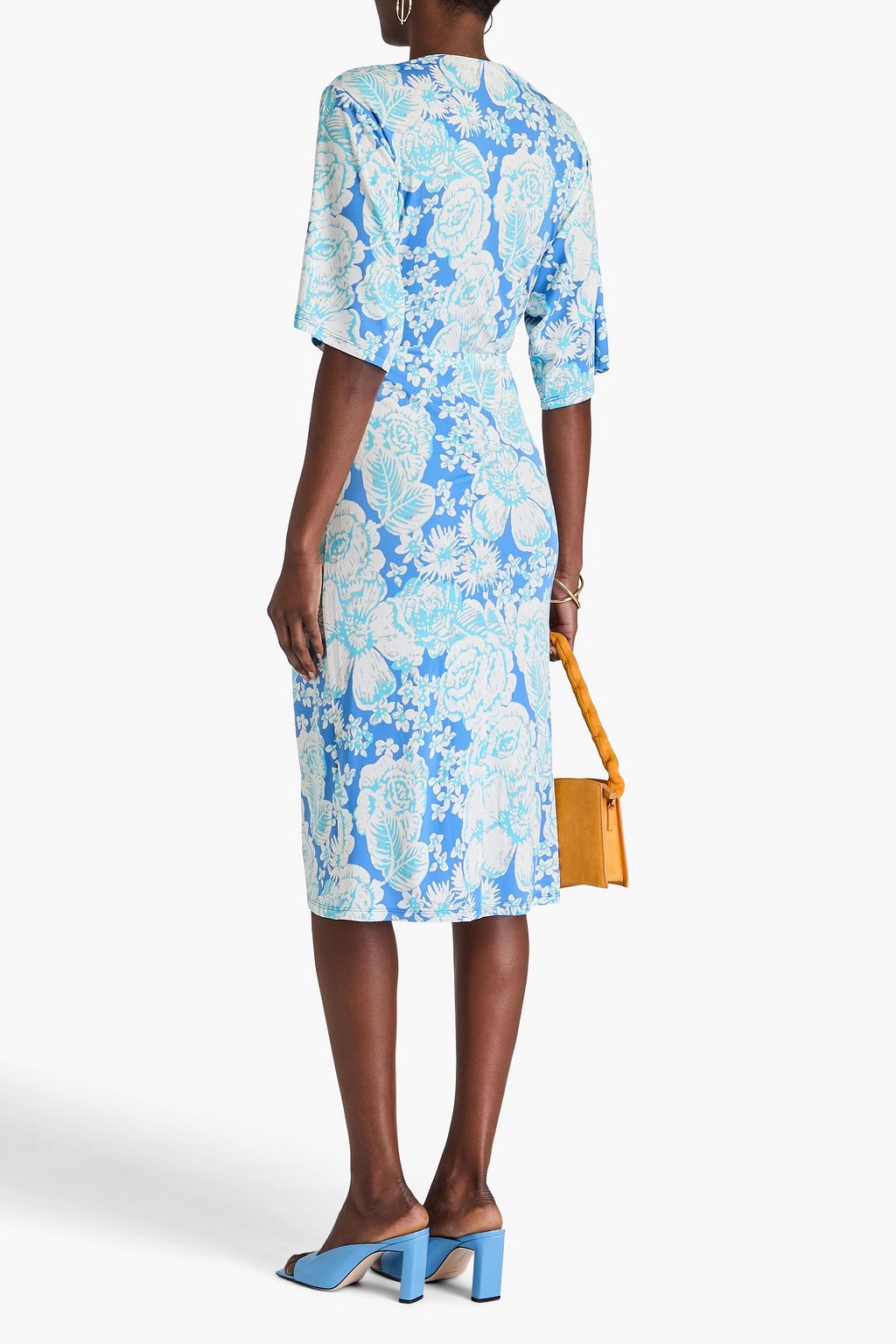 DIANE VON FURSTENBERG Liza knotted cutout floral-print jersey midi dress