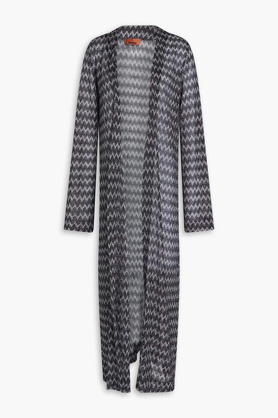 Missoni Metallic Crochet-knit Cardigan In Black