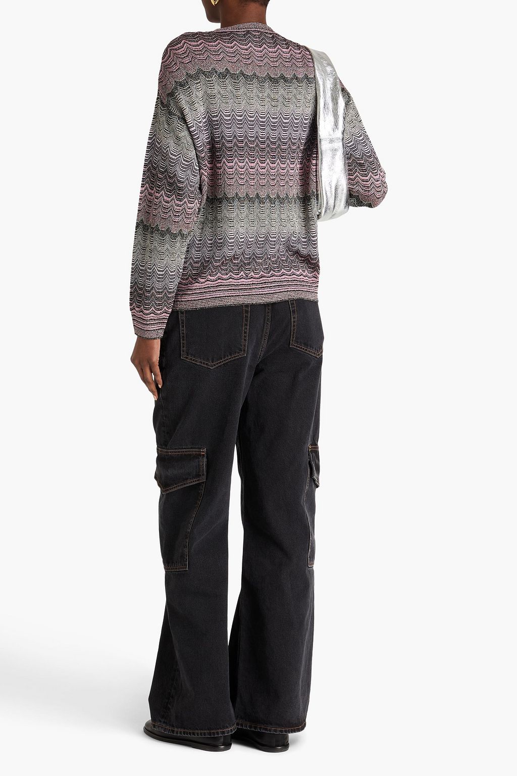 MISSONI كنزة رياضية بحبكة كروشيه بلون معدني