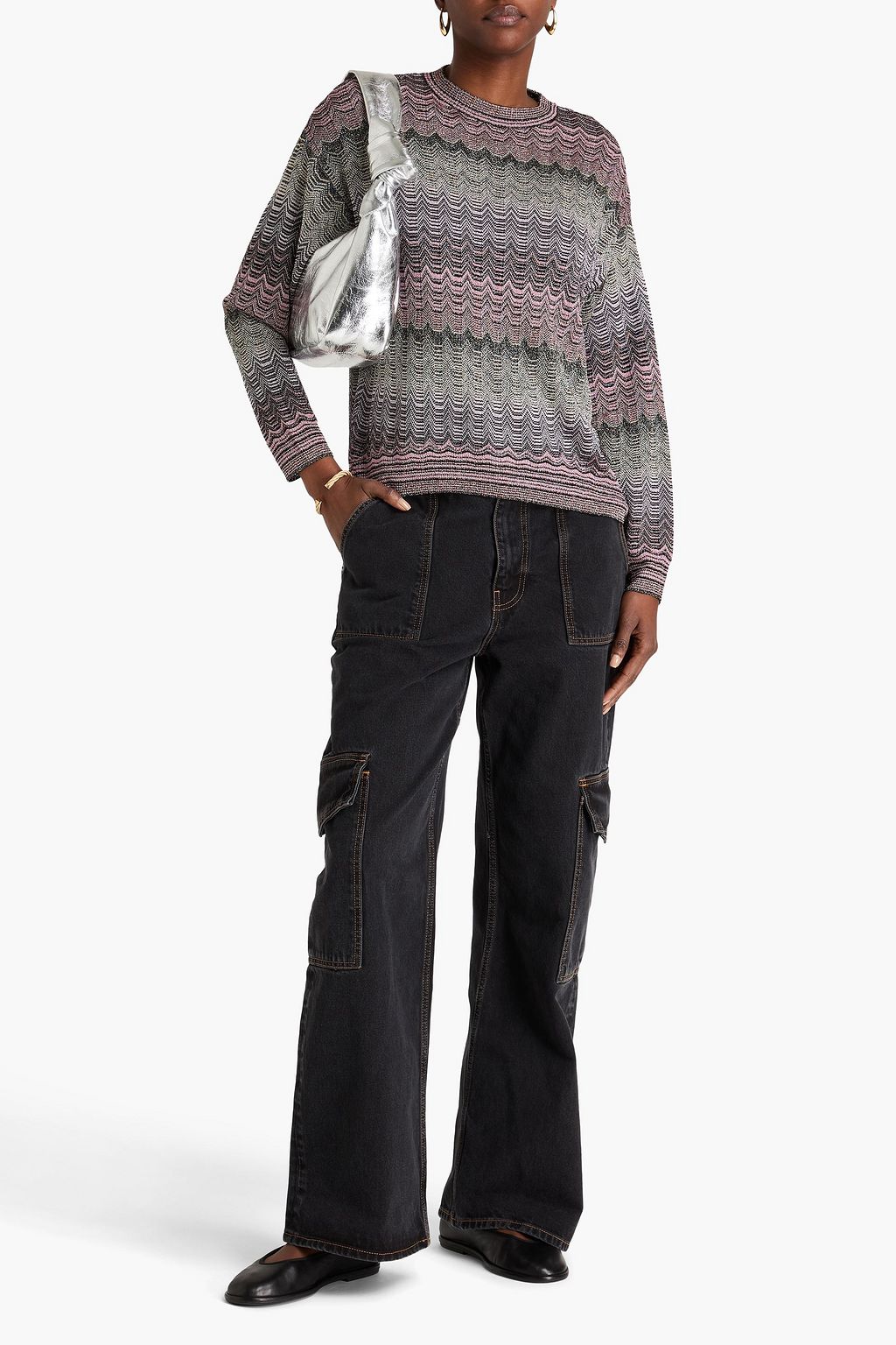 MISSONI كنزة رياضية بحبكة كروشيه بلون معدني