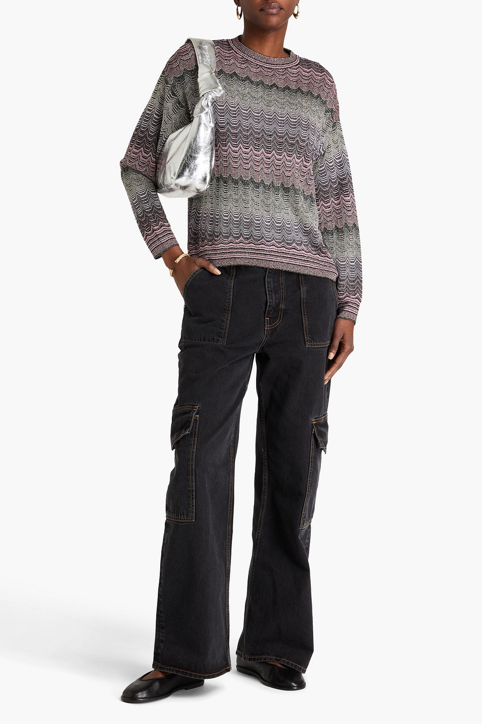 Missoni Stripe Pattern Embellished Sweater In Baby-pink