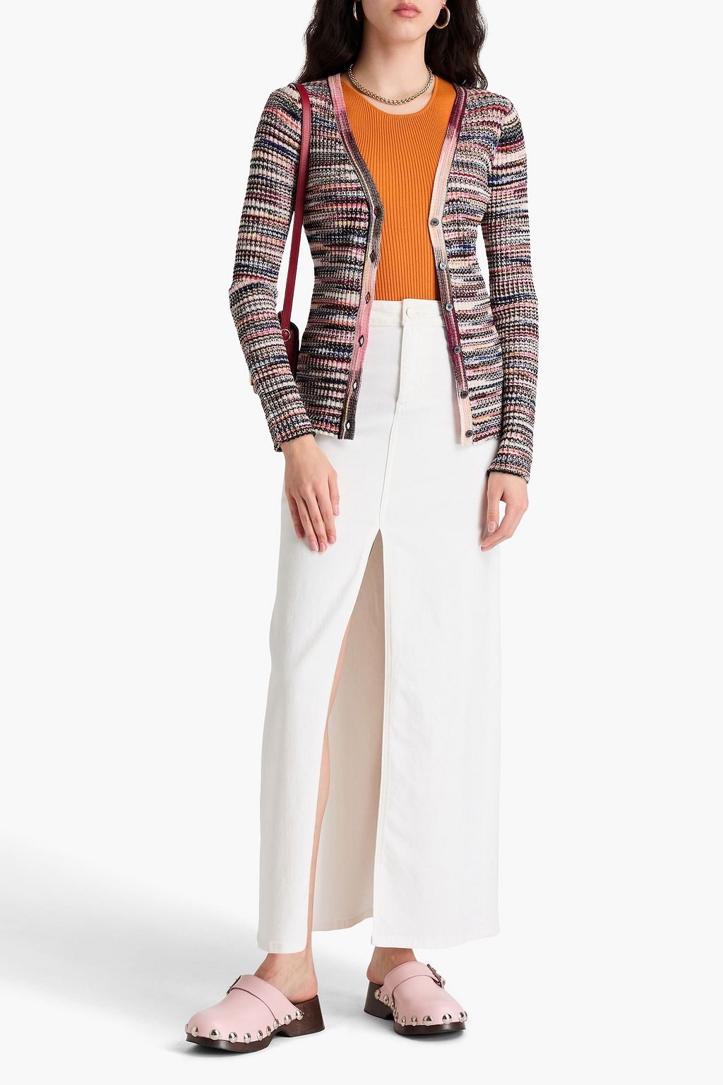 MISSONI كارديغان من نسيج محبوك بنمط مضلّع وبتصميم مخطط