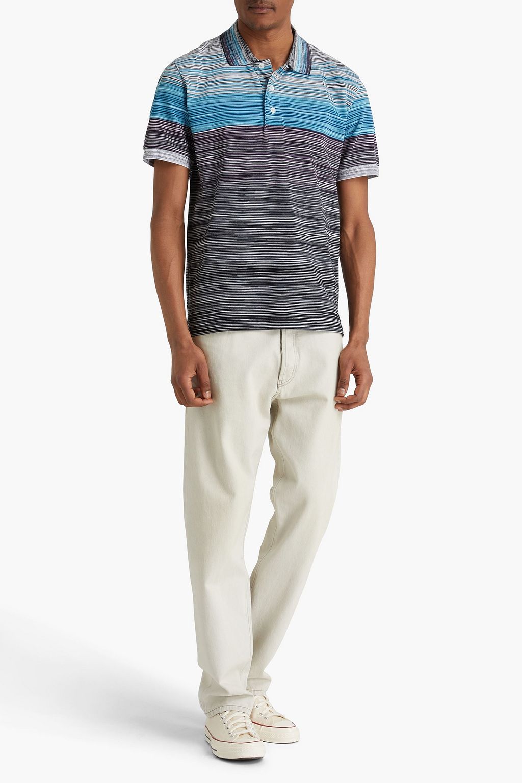 MISSONI Space-dyed cotton-piqué polo shirt
