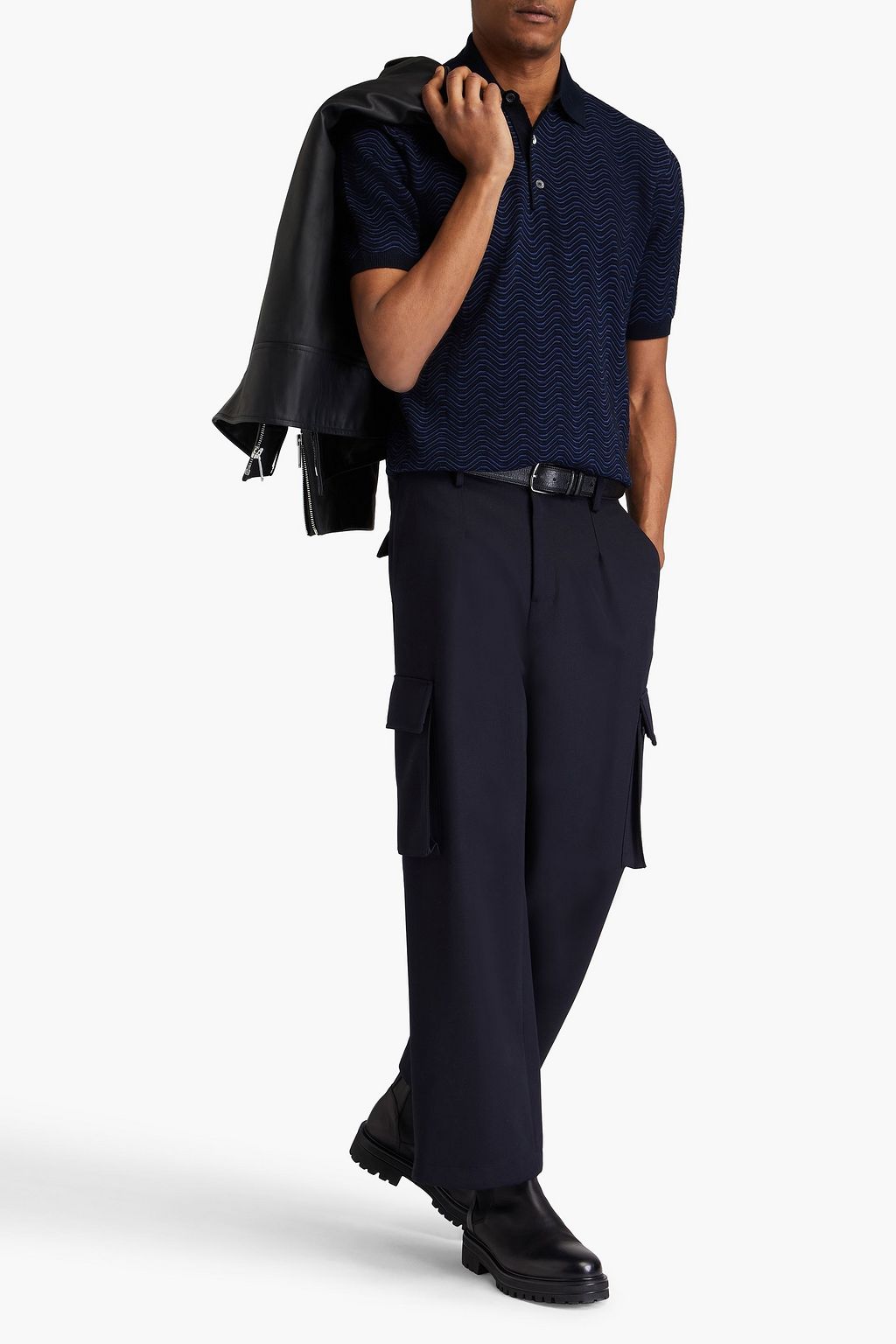 MISSONI Crochet-knit wool-blend polo shirt