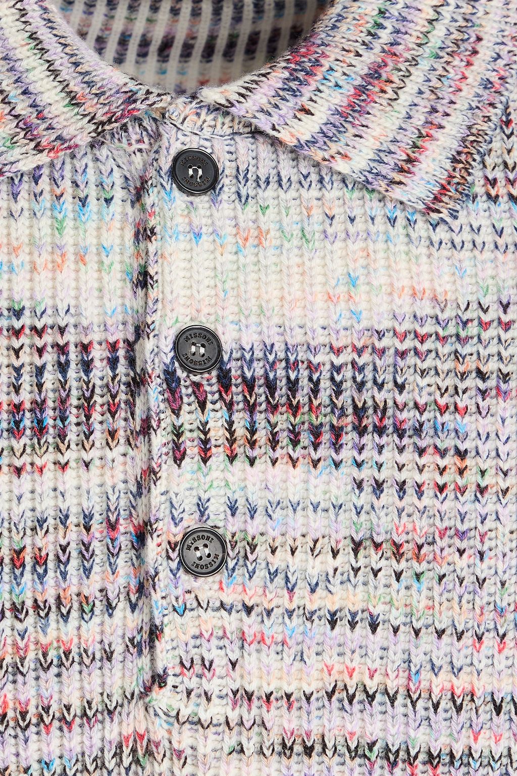 MISSONI Space-dyed ribbed cashmere and wool-blend polo sweater