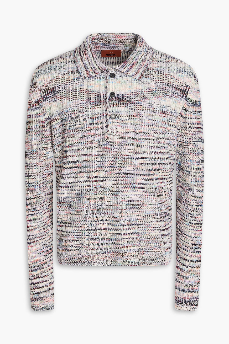 Space-dyed ribbed cashmere and wool-blend polo sweater