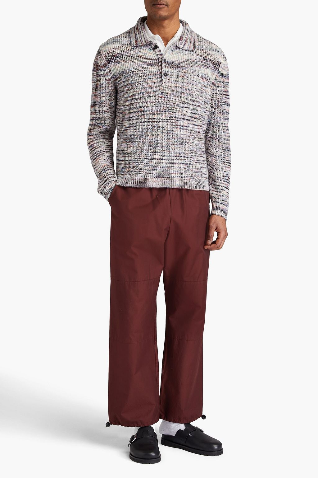 MISSONI Space-dyed ribbed cashmere and wool-blend polo sweater