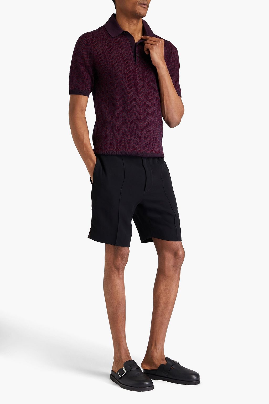 MISSONI Crochet-knit wool-blend polo shirt