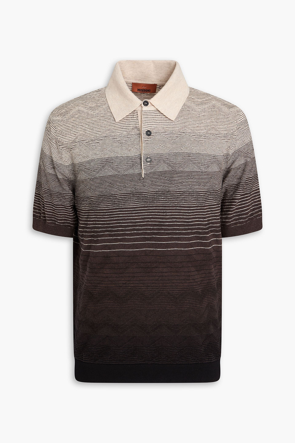 Dégradé jacquard-knit cotton polo shirt