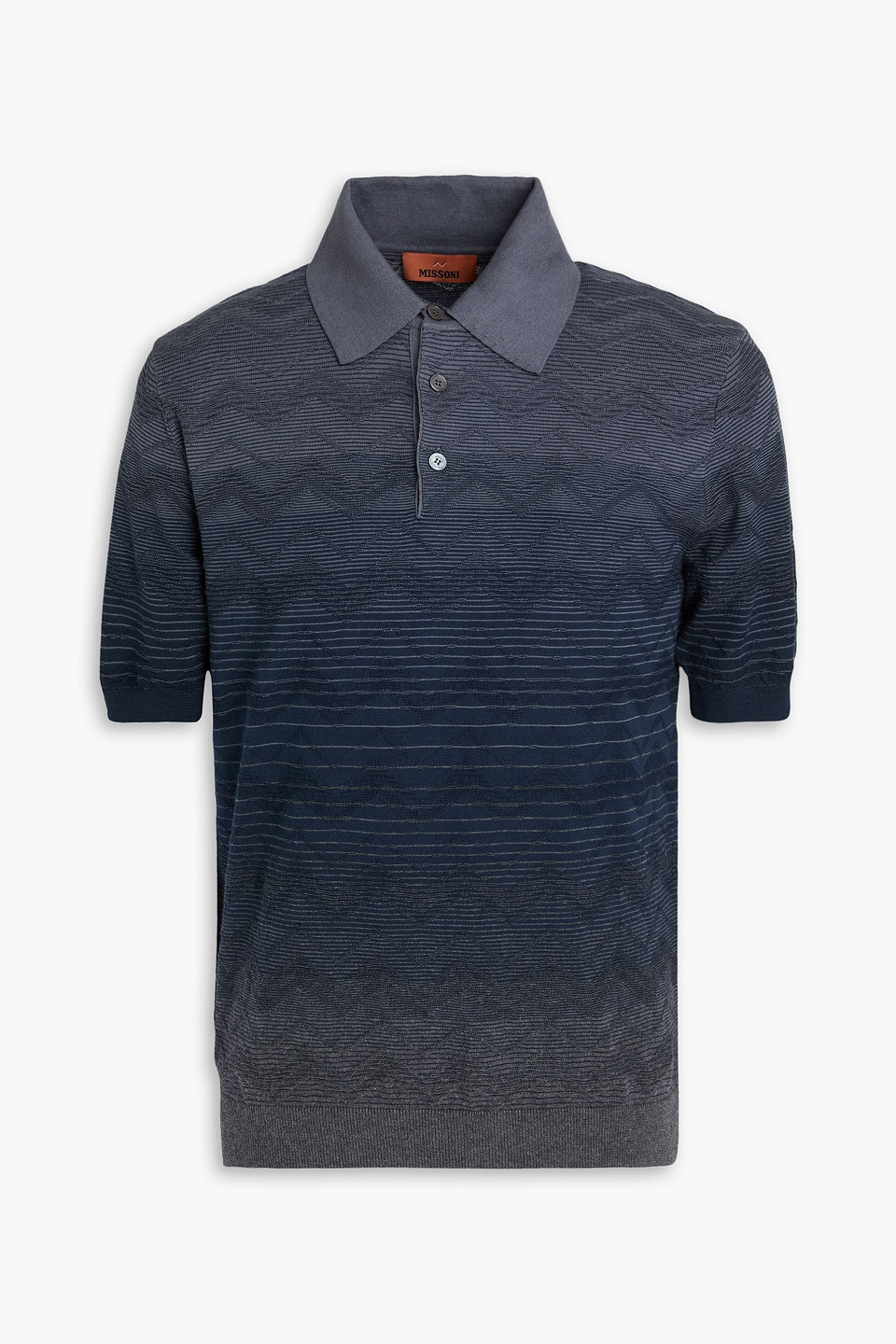 Missoni Dégradé Jacquard-knit Cotton Polo Shirt In Navy