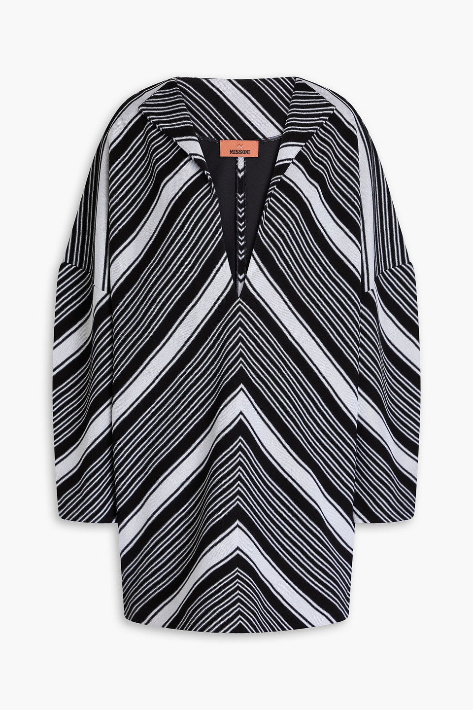 Missoni Striped Crochet-knit Cotton-blend Mini Dress In Black