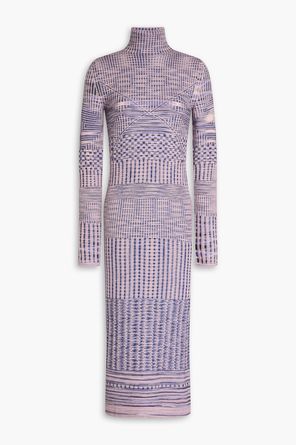 Missoni Gingham Wool Turtleneck Midi Dress In Purple