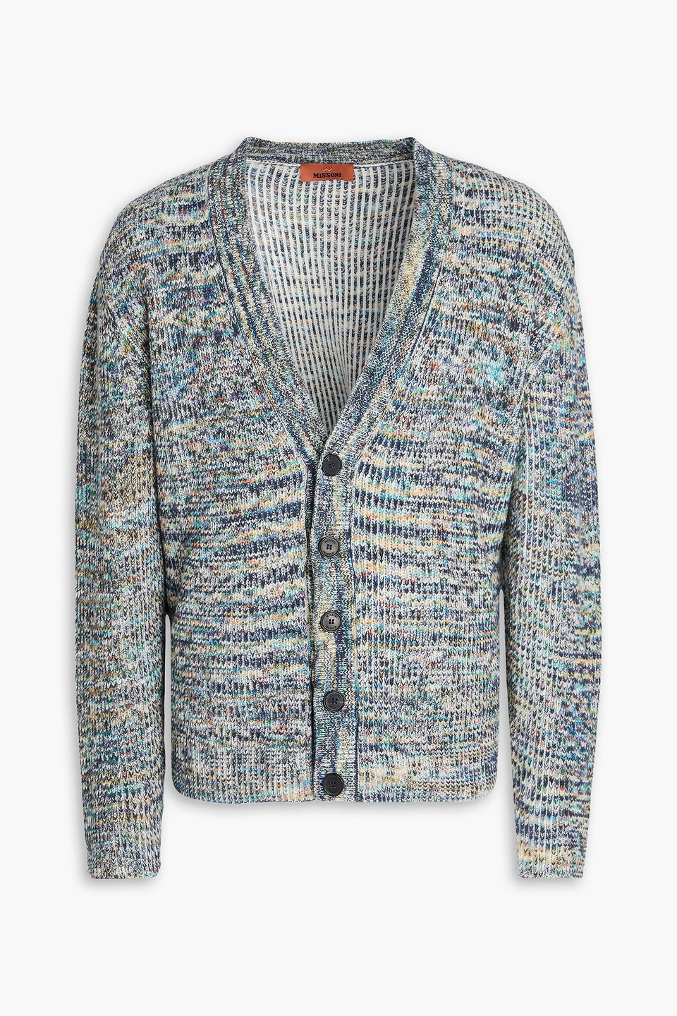 Missoni Marled Ribbed Cashmere And Wool-blend Cardigan In Blue