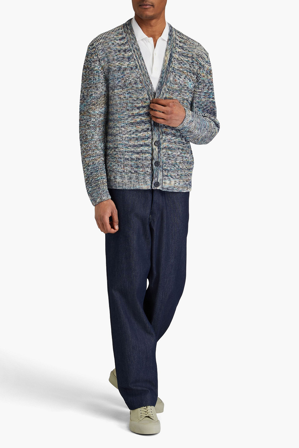 Missoni Marled Ribbed Cashmere And Wool-blend Cardigan In Blue