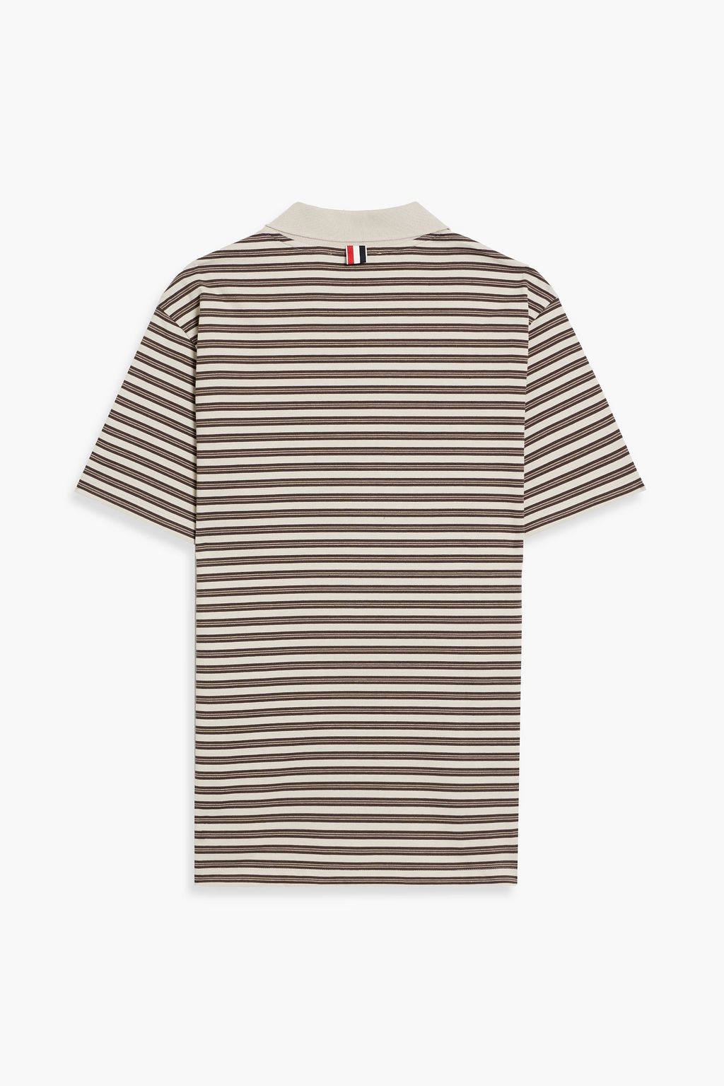 THOM BROWNE Appliquéd striped cotton-jersey polo shirt